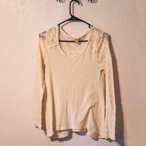 Lucky Brand Cream Textured Long Sleeve Top – Size L